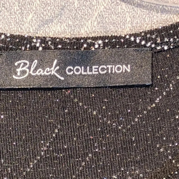 Black Collection NWOTBlack & Silver Metallic Glitter Stretch Knit Dress in Large - Picture 4 of 10
